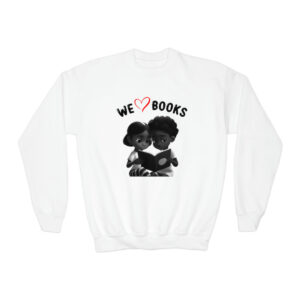 We Love Books, Promoting Critical Thinking and Curiosity Youth Crewneck Sweatshirt